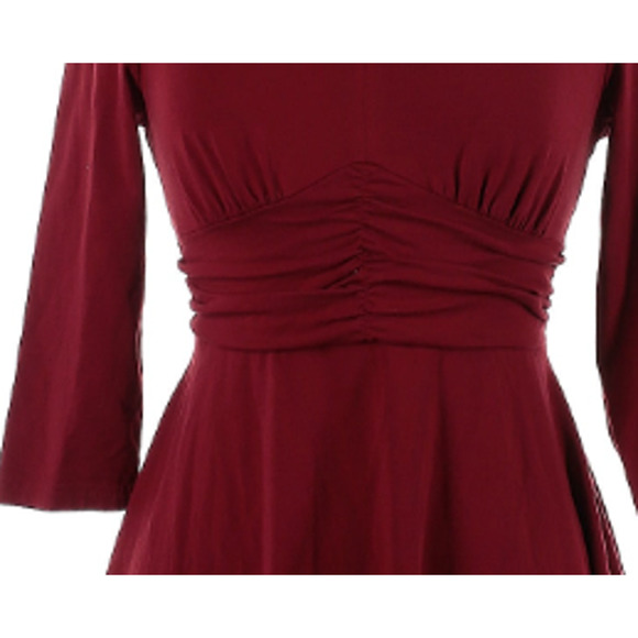 BURGUNDY V-Neck Dress - Bebonnie - Maroon Ruched Dress - Picture 4 of 6
